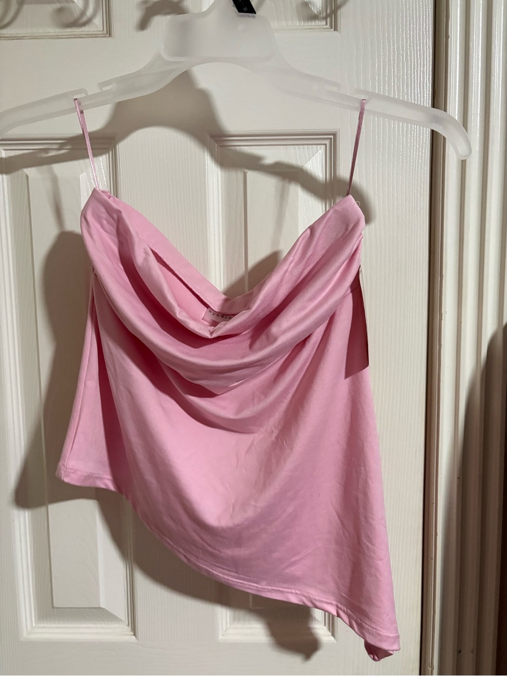 eye candy Pink Satin-Look Cowl Neck Camisole with Adjustable Spaghetti Straps